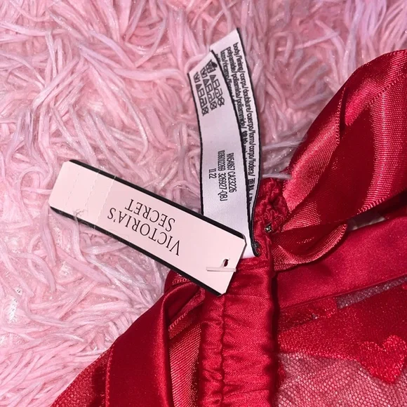 NWT Victoria’s Secret CS/SM red Valentines Day sheer heart lace garter - Picture 4 of 8